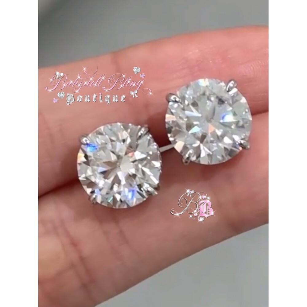 Earrings 5 carat studs custom with screw on backing Babydoll Bling Boutique